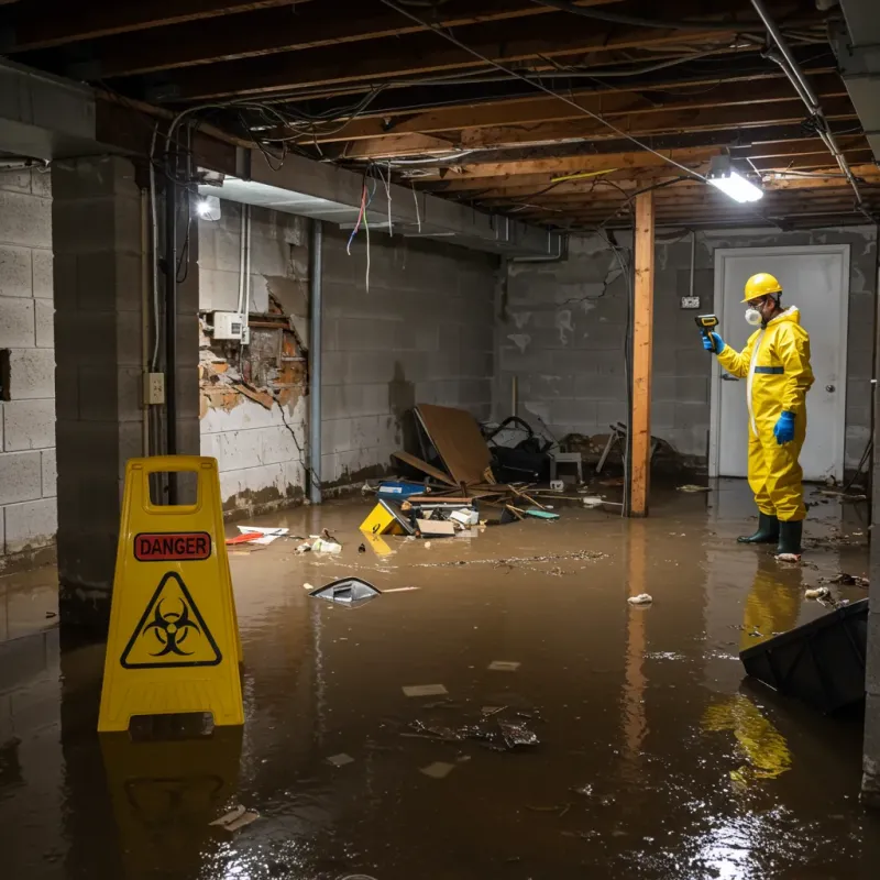 Flooded Basement Electrical Hazard in Marion, IN Property